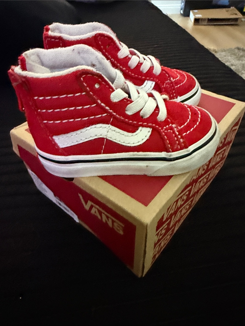 Vans Kids High-Top Sneakers in Red and White